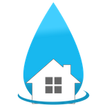 A creative image depicting a house nestled inside a water droplet, illustrating the concept of home and nature's harmony.