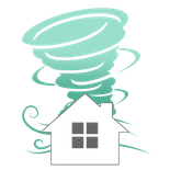 A powerful tornado approaches a house, illustrating the danger of natural disasters and their impact on residential areas.