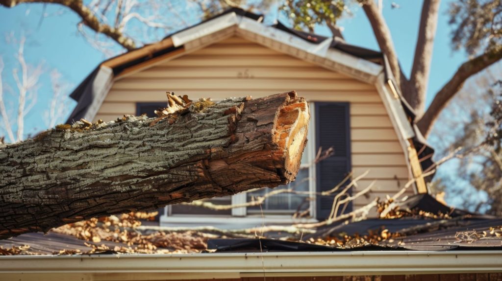 A tree being removed in Miami with property damage and home insurance for property damage.