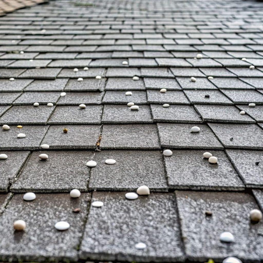 A snow layer contrasts dark shingles with its white blanket