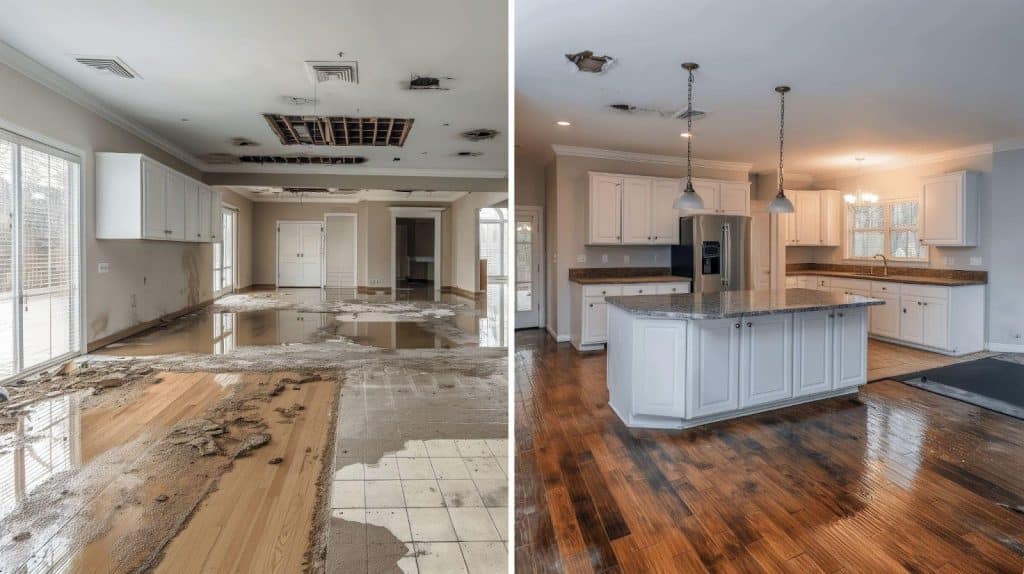 Before and after images of a remodeled home, highlighting design improvements