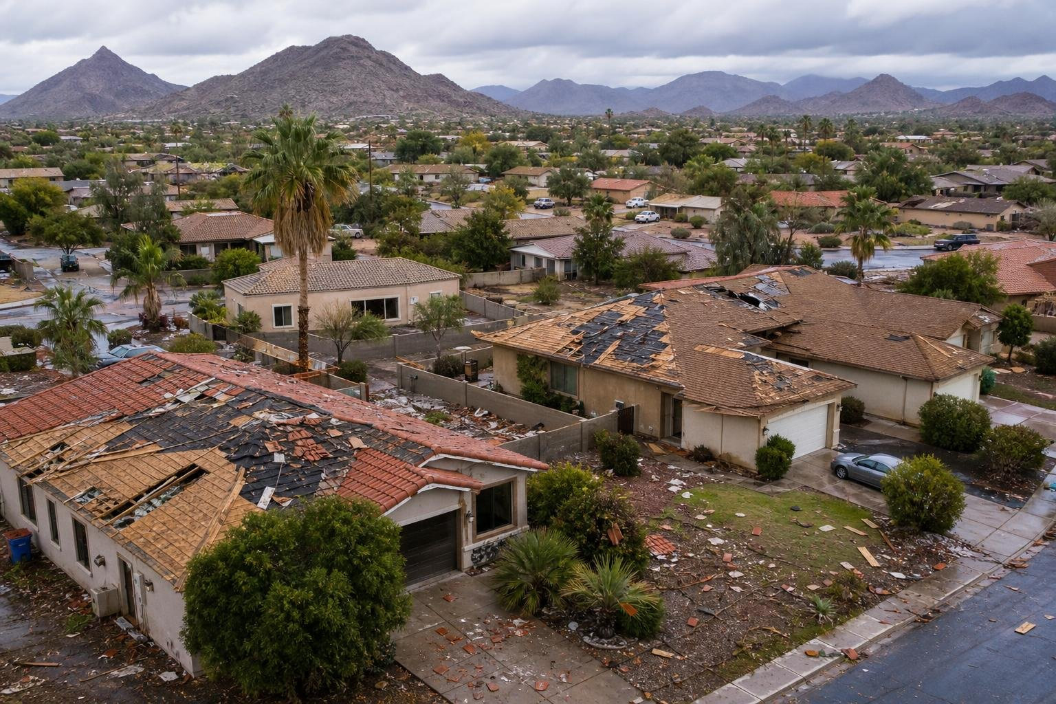 Phoenix residential property damage after monsoon storm