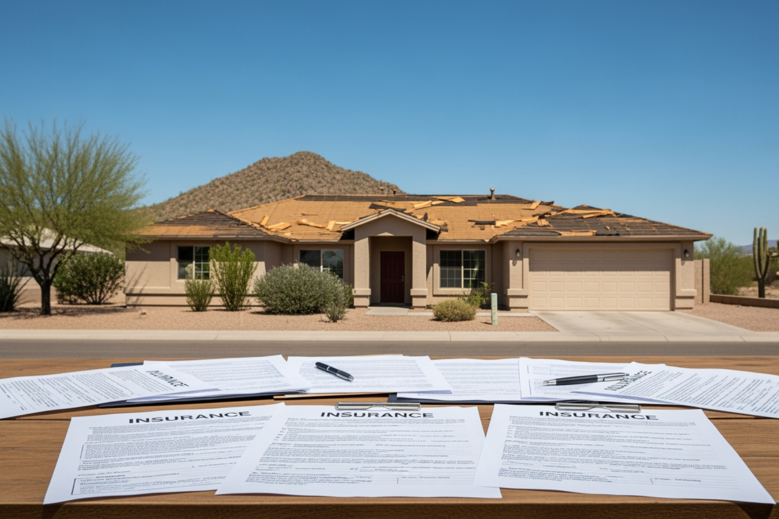 Arizona homeowner reviewing insurance documents after property damage - Bad faith insurance claim
